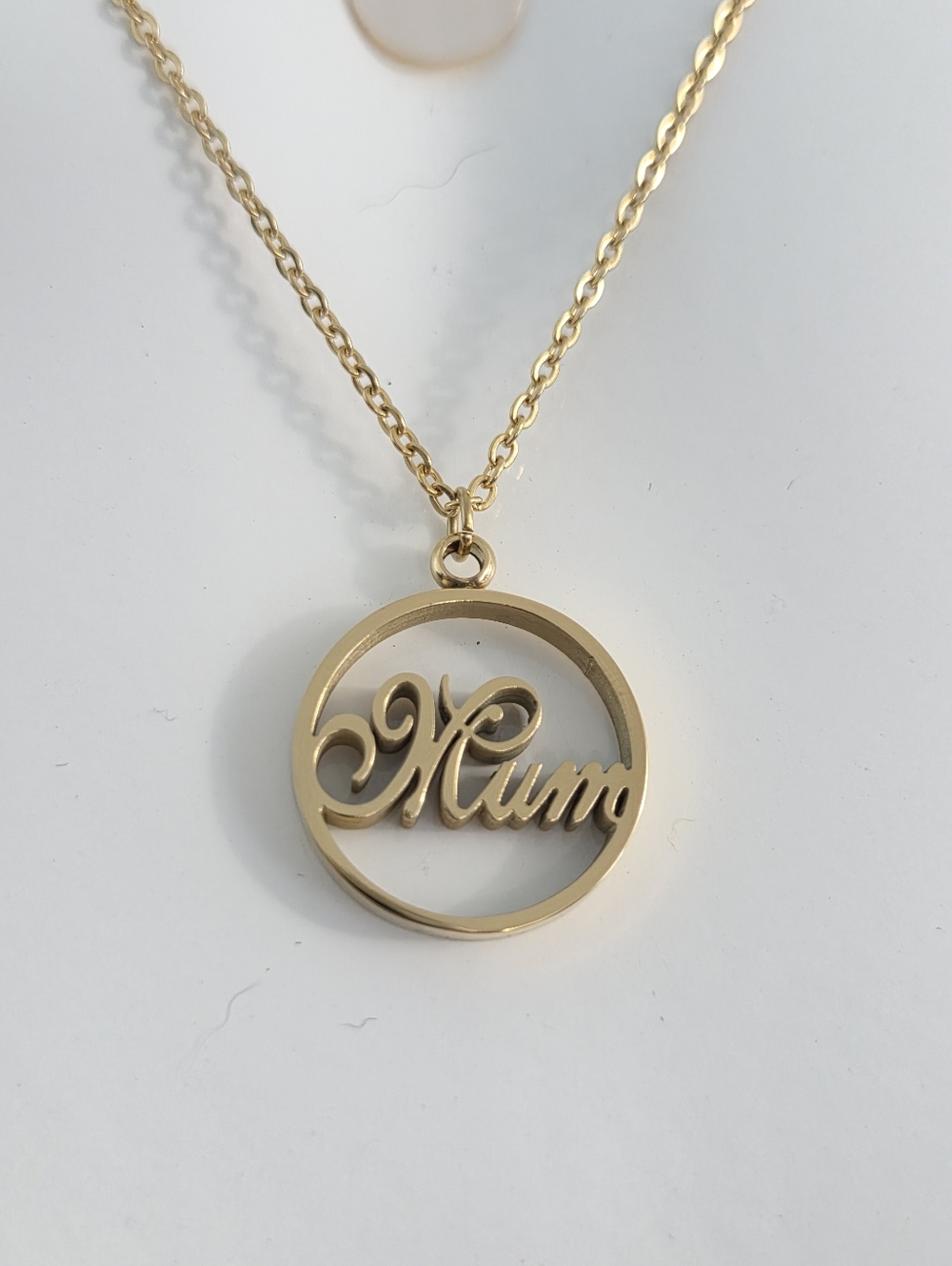 Dainty Gold Tone Double Layer Mum Pendant Necklace Mother's Day Gift - Picture 4 of 8